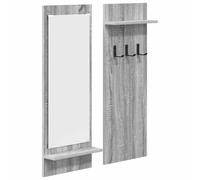 mtlskopl Porte-Manteau Mural avec Miroir et 2 étagères de Rangement, vestiaire d'entrée en Bois d'ingénierie pour Couloir, Gris Sonoma, 70 x 10 x 90 cm