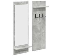 mtlskopl Porte-Manteau Mural avec Miroir et 2 Étagères de Rangement Vestiaire d'Entrée Suspendu Moderne en Bois d'Ingénierie pour Couloir et Hall d'Entrée Gris Béton 70 x 10 x 90 cm