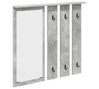 mtlskopl Porte-Manteau Mural avec Miroir et Étagère, Vestiaire d'Entrée Moderne en Bois d'Ingénierie, Meuble de Rangement Gain de Place pour Couloir, Gris Béton, 84 x 10 x 80 cm