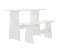 mtlskopl Reine Ensemble de table à manger en pin massif blanc, table compacte de 100 x 60 cm avec banc, meubles durables pour salle à manger et cuisine