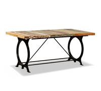 mtlskopl Table à manger 180 x 90 cm en bois vieilli massif, table de salle à manger au design industriel avec cadre en acier robuste, table en bois rustique pour cuisine et salle à manger, fabriquée à