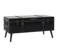 mtlskopl Table basse au design valise vintage - 102 x 51 x 48 cm - Table basse en MDF et cuir synthétique noir avec pieds en acier - Table d'appoint avec espace de rangement pour le salon