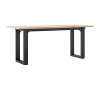 mtlskopl Table basse en pin massif, table de salon avec cadre en O solide en acier, table d'appoint rustique pour le salon, 110 x 40 x 45 cm, montage facile