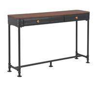 mtlskopl Table console en sapin massif - 120 x 30 x 75 cm - Table d'appoint avec 2 tiroirs et cadre en métal - Buffet fin pour couloir, couloir et salon - Marron vintage