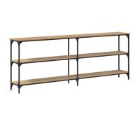 mtlskopl Table Console Industrielle 200 x 29 x 75 cm, Meuble d'Entrée Étroit en Bois d'Ingénierie et Métal avec 3 Étagères, Grande Table de Couloir pour Salon, Chêne Artisanal