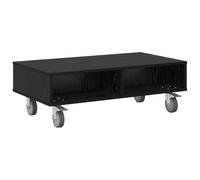 mtlskopl Table d'appoint avec roulettes aspect chêne noir, table basse plate mobile avec espace de rangement, table de canapé mobile et table basse pour salon et chambre à coucher, 90 x 50 x 30 cm