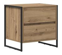 mtlskopl Table de chevet avec 2 tiroirs, table d'appoint industrielle pour chambre à coucher, 50 x 39,5 x 50 cm, table de chevet en chêne artisanal, commode en bois avec structure stable