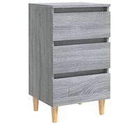 mtlskopl Table de Chevet avec 3 Tiroirs et Pieds en Bois, Table de Nuit Style Scandinave pour Chambre, Bout de Canapé en Bois d'Ingénierie, Sonoma Gris, 40x35x69 cm