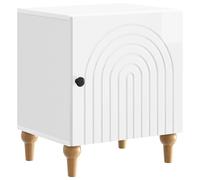 mtlskopl Table de chevet blanche brillante, 43 x 34,5 x 50 cm, table de chevet en bois avec porte et poignée, table d'appoint moderne pour chambre à coucher et salon, commode étroite