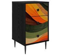 mtlskopl Table de chevet BONN avec 3 tiroirs aspect chêne noir 36 x 33 x 61 | Armoire d'appoint compacte pour chambre à coucher avec 3 compartiments, pieds surélevés et façade décorative.