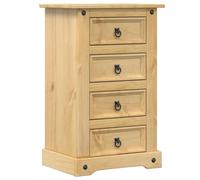 mtlskopl Table de Chevet Corona en Bois de Pin Massif avec 4 Tiroirs, Petit Meuble de Rangement pour Chambre ou Salon, Chiffonnier Style Rustique Cire de Miel, 53 x 39 x 84 cm