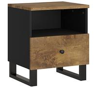 mtlskopl Table de chevet en bois massif de mangue, 40 x 31 x 46 cm, table de chevet industrielle avec tiroir et compartiment, table d'appoint pour chambre à coucher et salon, console de chevet