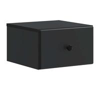 mtlskopl Table de chevet murale noire, table de chevet suspendue en bois avec tiroir et compartiment, console de chevet flottante moderne pour chambre à coucher, 34,5 x 33 x 20 cm