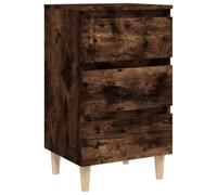 mtlskopl Table de Chevet Scandinave avec 3 Tiroirs, Table de Nuit en Bois d'Ingénierie et Pieds en Eucalyptus Massif, Meuble de Chevet pour Chambre, Chêne Fumé, 40 x 35 x 69 cm