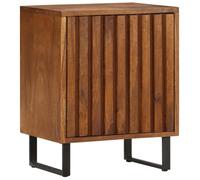mtlskopl Table de Chevet Vintage 40x30x50 cm, Meuble de Nuit en Bois de Manguier Massif et Fer avec 1 Porte et Finition Miel, Petit Buffet de Rangement pour Chambre
