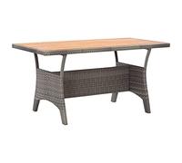 mtlskopl Table de jardin 120 x 70 cm en bois d'acacia et aspect rotin gris, design moderne, meubles de jardin pour balcon, terrasse et salon
