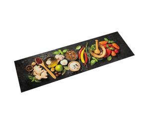 mtlskopl Tapis de cuisine en velours lavable - Motif épices - 45 x 150 cm | Tapis de cuisine en velours doux avec dos en latex antidérapant pour plus de sécurité lors de la cuisson dans la cuisine.