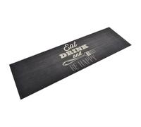 mtlskopl Tapis de cuisine, lavable, en velours, noir, 60 x 180 cm | Dessous antidérapant en latex pour un maintien sûr dans la zone de cuisson, le velours doux absorbe l'eau et la saleté