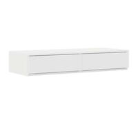 mtlskopl Tiroirs de Lit Blanc 90 x 36,5 x 16,5 cm en Bois d'Ingénierie, Module de Rangement sous Lit avec 2 Tiroirs Pousser-Ouvrir, Meuble Bas Double Usage Marchepied et Banc