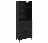 mtlskopl Vaisselier Buffet Haut, Armoire de Rangement Moderne en Bois d'Ingénierie avec 2 Portes et 2 Tiroirs, pour Salon, Cuisine et Salle à Manger, Chêne Noir 69,5x34x180 cm