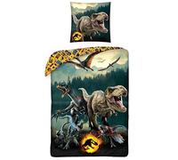 MTOnlinehandel Parure de lit Jurassic World Dinosaures pour enfant · 1 taie d'oreiller 80 x 80 + 1 housse de couette 135 x 200 cm · Dino T-Rex · 100 % coton ·
