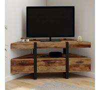 IDMarket Meuble TV d'angle AUSTRIA 3 portes et 3 tiroirs 110 cm bois foncé à poser