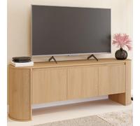 IDMarket - Meuble TV 140 cm DIVIA 3 Portes façon hêtre Design Arrondi