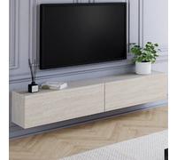 IDMarket Meuble TV ELIO 180 cm suspendu 2 portes bois effet travertin