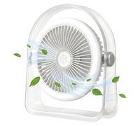 MU LIN Ventilateur de table sans fil avec lumière, mini ventilateur USB rechargeable 3 vitesses silencieux, ventilateur portable pour bureau, chambre à coucher et bureau