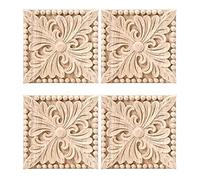 Mucafar Applique Bois Sculpté Carré 10x10cm 8pcs Non Peinte Décor Meubles | 8 appliques en bois sculpté, carré 10x10 cm, non peintes; parfaites pour murs et meubles dans un style traditionnel.