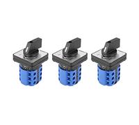 Mucafar Commutateur 3 Positions On-Off-On Rotatif Cam | 3 positions On-Off-On, 12 bornes, 0,45 cm, noir et bleu, 20 A, 380 V AC/220 V DC.