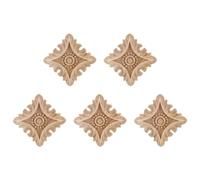 Mucafar Décalque Bois Europe Style Applique Onlay Sculpté Non Peint | Thème européen, polie, méthodes de production mixtes, motif plante, bois naturel 6x6x2 cm - boîte de 5 pièces.