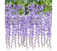 Muccp Lot de 2 glycines artificielles à suspendre avec 20 branches de glycine en soie pour mariage, fête, jardin, décoration d'intérieur (violet)