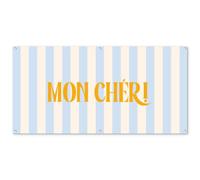 MuchoWow© Deco Jardin 160x80 cm Posters Décoratifs Extérieur Terrasse Mur Déco Appartement Affiche Exterieur Decoration Balcon Décoration Murale Orange - Bleu - Rayures - Mon chéri