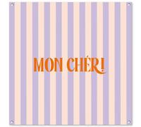 MuchoWow© Deco Jardin Exterieur 100x100 cm Décorative Poster Affiche Murale Decoration Balcon Décoration Extérieure Terrasse Déco Appartement Lilas - Orange - Rayures - Mon Chéri