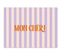 MuchoWow© Deco Jardin Exterieur 120x90 cm Décorative Poster Affiche Murale Decoration Balcon Décoration Extérieure Terrasse Déco Appartement Lilas - Orange - Rayures - Mon Chéri