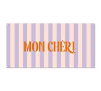 MuchoWow© Deco Jardin Exterieur 160x80 cm Décorative Poster Affiche Murale Decoration Balcon Décoration Extérieure Terrasse Déco Appartement Lilas - Orange - Rayures - Mon Chéri