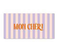 MuchoWow© Deco Jardin Exterieur 200x100 cm Décorative Poster Affiche Murale Decoration Balcon Décoration Extérieure Terrasse Déco Appartement Lilas - Orange - Rayures - Mon Chéri