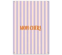 MuchoWow© Deco Jardin Exterieur 60x90 cm Décorative Poster Affiche Murale Decoration Balcon Décoration Extérieure Terrasse Déco Appartement Lilas - Orange - Rayures - Mon Chéri