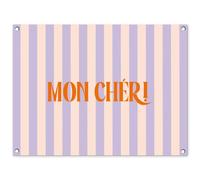 MuchoWow© Deco Jardin Exterieur 80x60 cm Décorative Poster Affiche Murale Decoration Balcon Décoration Extérieure Terrasse Déco Appartement Lilas - Orange - Rayures - Mon Chéri