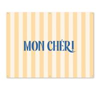 MuchoWow© Décoration Jardin 160x120 cm Bâche Décorative Posters Décoratifs Decoration Balcon Affiche Extérieur Déco Appartement Deco Exterieur Bleu - Jaune - Rayures - Mon Chéri