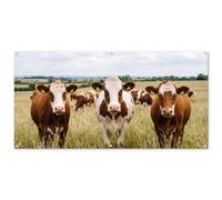 MuchoWow© Décoration Jardin 160x80 cm Bâche Décorative Posters Décoratifs Decoration Balcon Affiche Extérieur Déco Appartement Deco Exterieur Vaches - Portrait - Pré - Ferme - Curieux