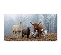 MuchoWow© Décoration Jardin 200x100 cm Bâche Décorative Posters Décoratifs Decoration Balcon Affiche Extérieur Déco Appartement Deco Exterieur Animaux de Ferme - Groupe - Brouillard - Nature