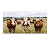 MuchoWow© Décoration Jardin 200x100 cm Bâche Décorative Posters Décoratifs Decoration Balcon Affiche Extérieur Déco Appartement Deco Exterieur Vaches - Portrait - Pré - Ferme - Curieux