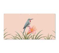 MuchoWow© Decoration Jardin Exterieur 200x100 cm Deco Balcon Décoration Bâche Décorative Affiche Murale Extérieur Terrasse Mur Déco Appartement Oiseau - Fleur - Nature - Rose
