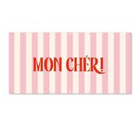 MuchoWow© Decoration Jardin Exterieur 200x100 cm Deco Balcon Décoration Bâche Décorative Affiche Murale Extérieur Terrasse Mur Déco Appartement Rose pâle - Rouge - Rayures - Mon Chéri