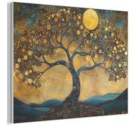 MuchoWow© Décoration Murale en Feutre Design 40x30 cm Panneau Mural Déco Salon Élément Moderne Arbre - Industriel - Abstrait - Jaune