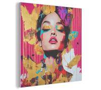 MuchoWow© Décoration Murale en Feutre Design 50x50 cm Panneau Mural Déco Salon Élément Moderne Femme - Coloré - Abstrait