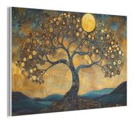 MuchoWow© Décoration Murale en Feutre Design 90x60 cm Panneau Mural Déco Salon Élément Moderne Arbre - Industriel - Abstrait - Jaune