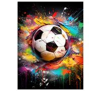 Muchowow Football - Peinture - Couleurs - Noir - Blanc - 60 x 60 cm